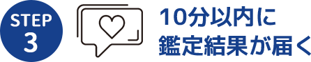 STEP３10分以内に鑑定結果が届く