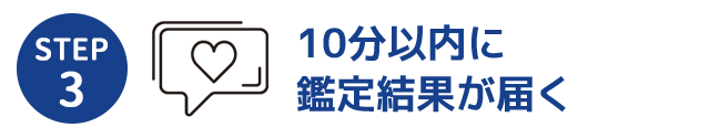 STEP３10分以内に鑑定結果が届く